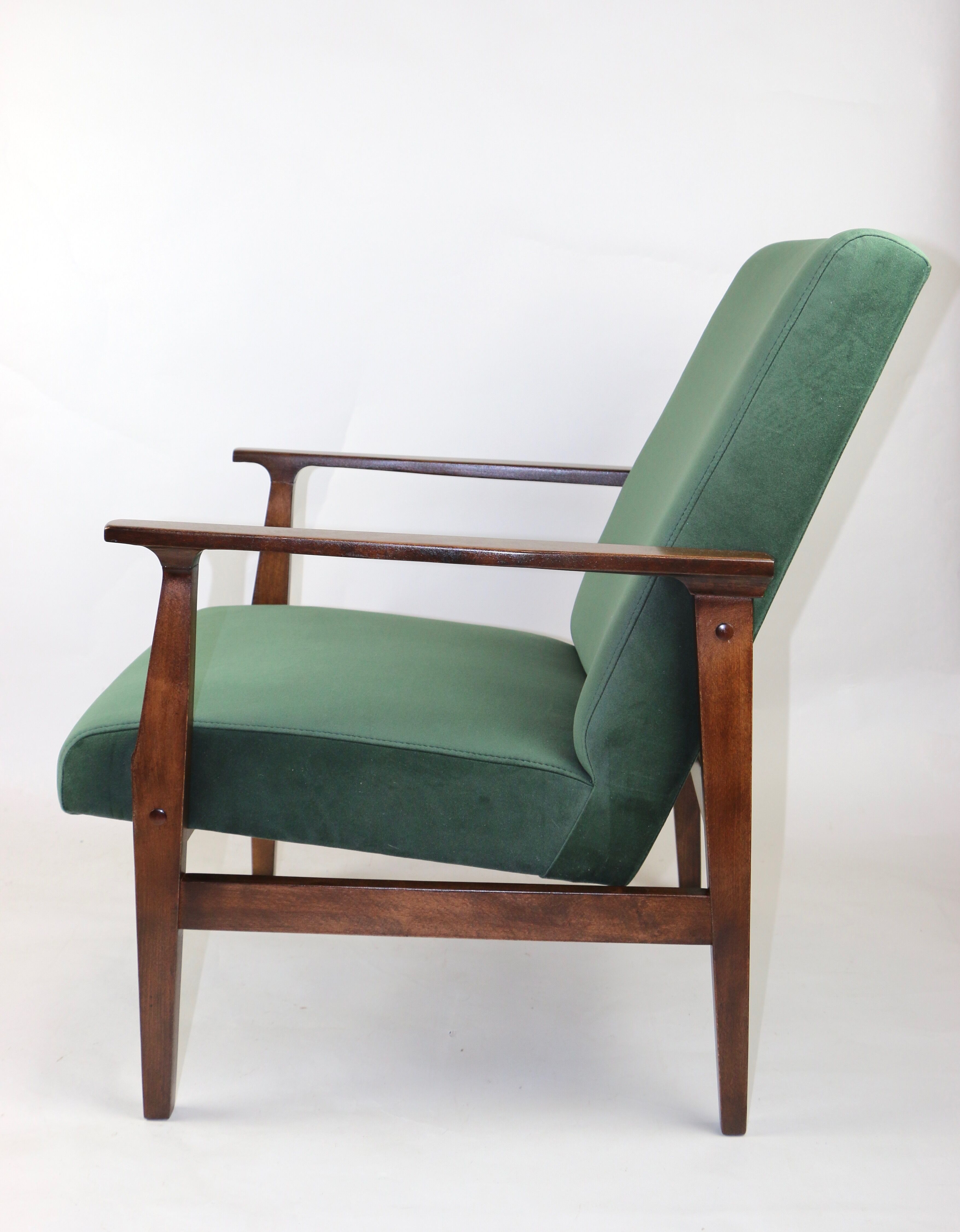 Fauteuil en velours vert vintage, années 1970