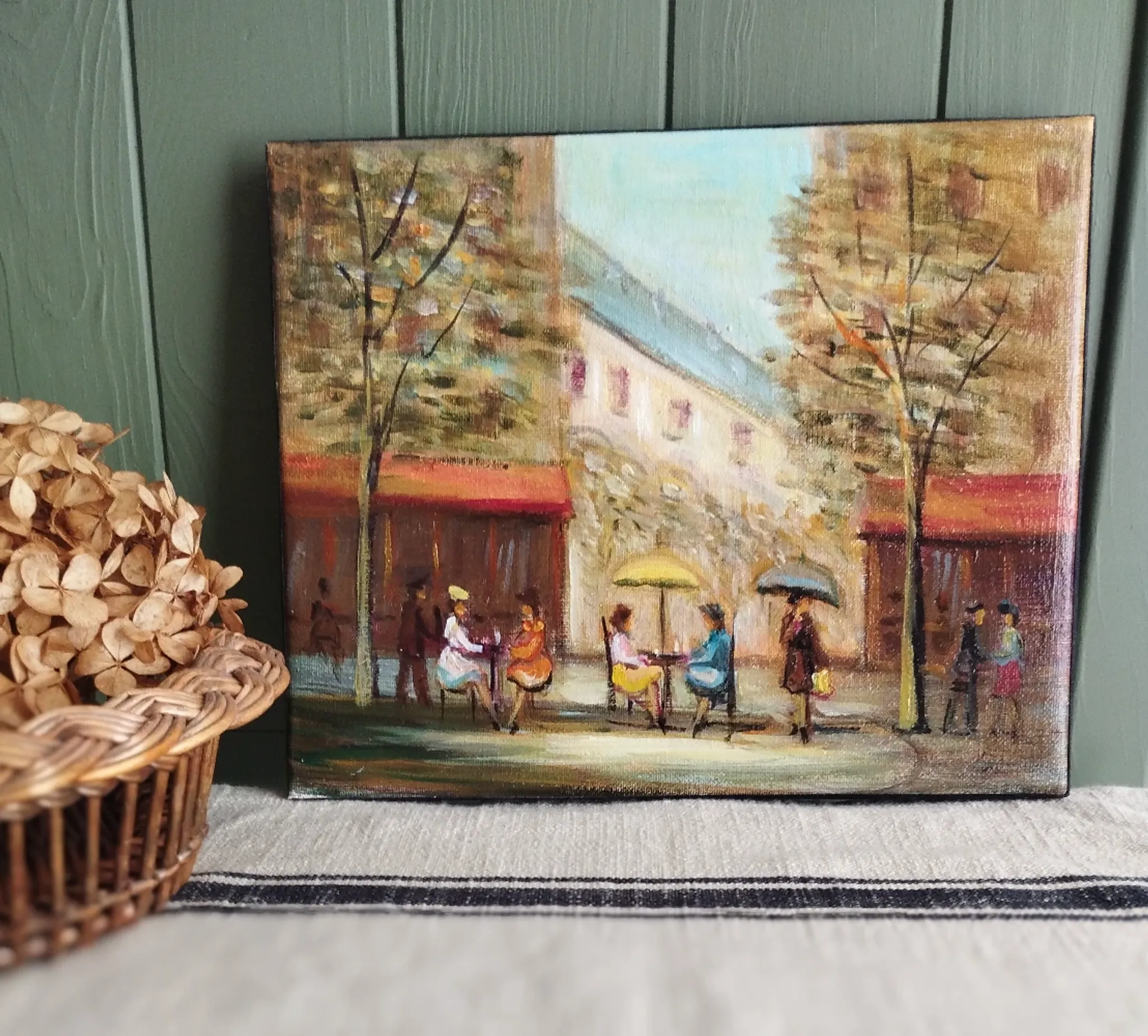 Michel Pabois - Parisian Terrace - Oil on canvas.