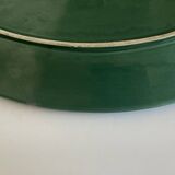 XXXL oval earthenware centerpiece dish with pearl decor, green covered, 1960s