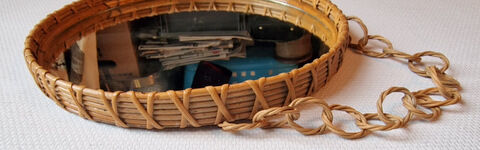 Round rattan mirror 1960
