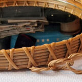 Round rattan mirror 1960