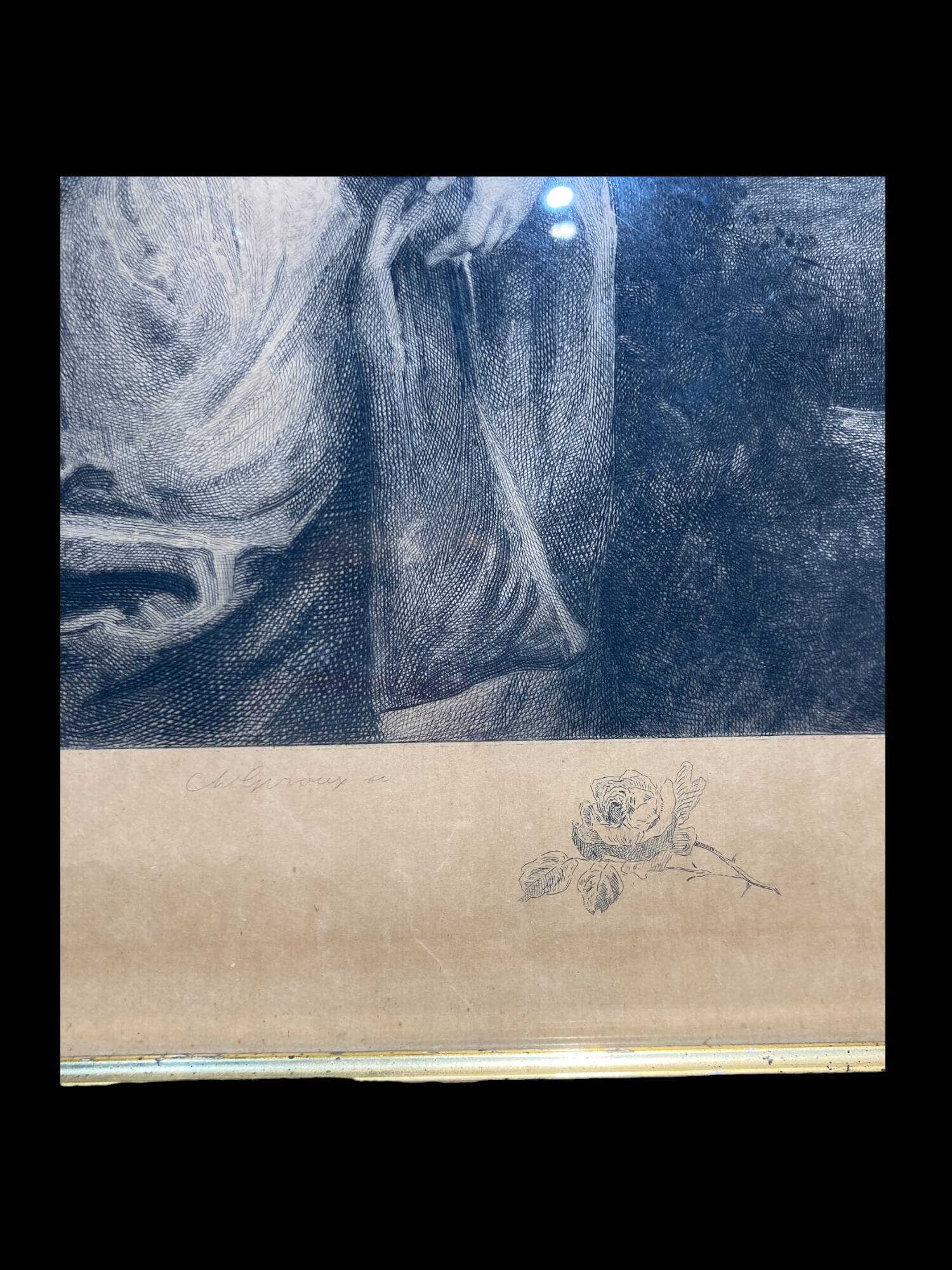 Engraving of a woman.