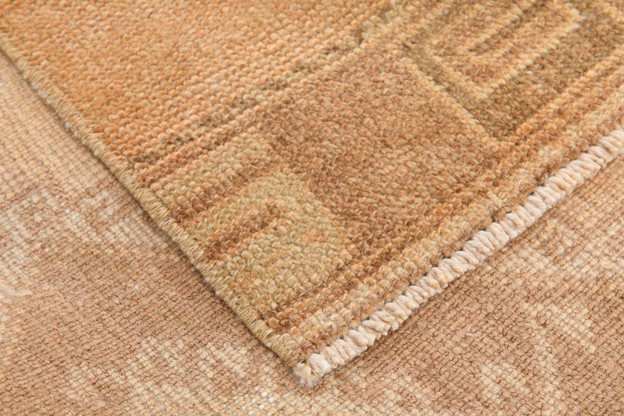 Brown & Cream Turkish Runner Rug, 95x377Cm