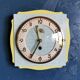 Vintage formica clock square silent wall clock "FFR yellow green"