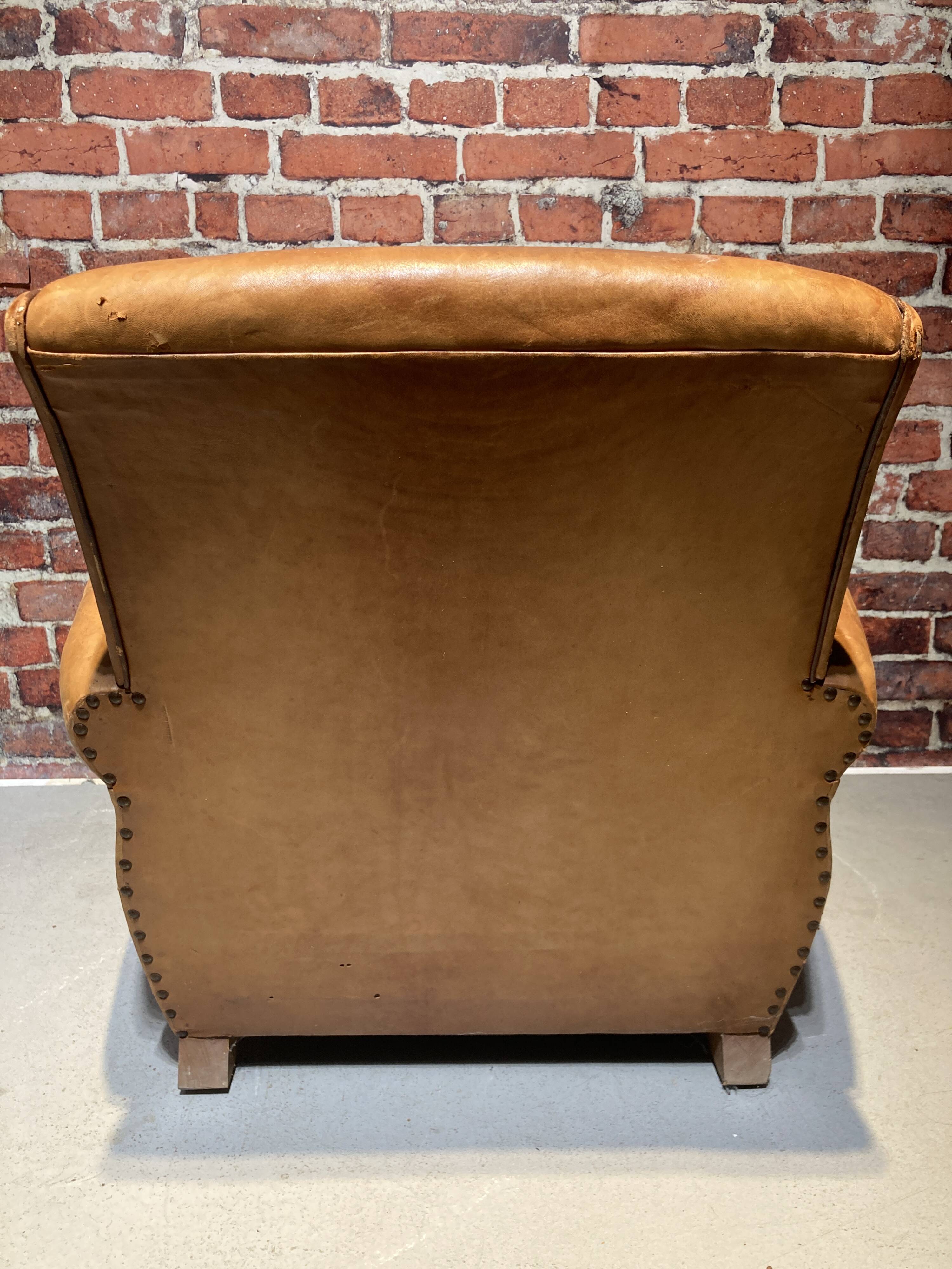 Brown leather armchair