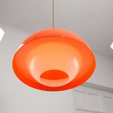 Italian Space Age Pendant in Chrome and Orange Plexiglass, 1970s
