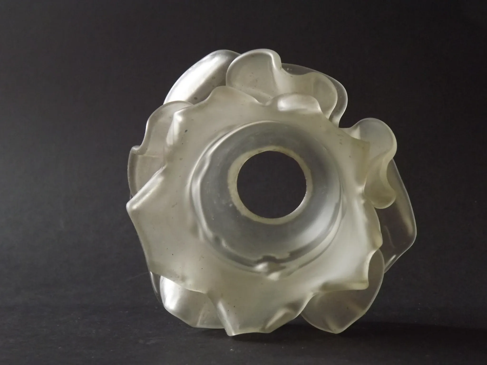 Vintage French Art Deco Frosted Satin Glass Rose Petal Flower Lamp Shade