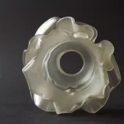 Vintage French Art Deco Frosted Satin Glass Rose Petal Flower Lamp Shade