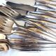 Art Deco silver-plated table cutlery set, silver metal tableware.