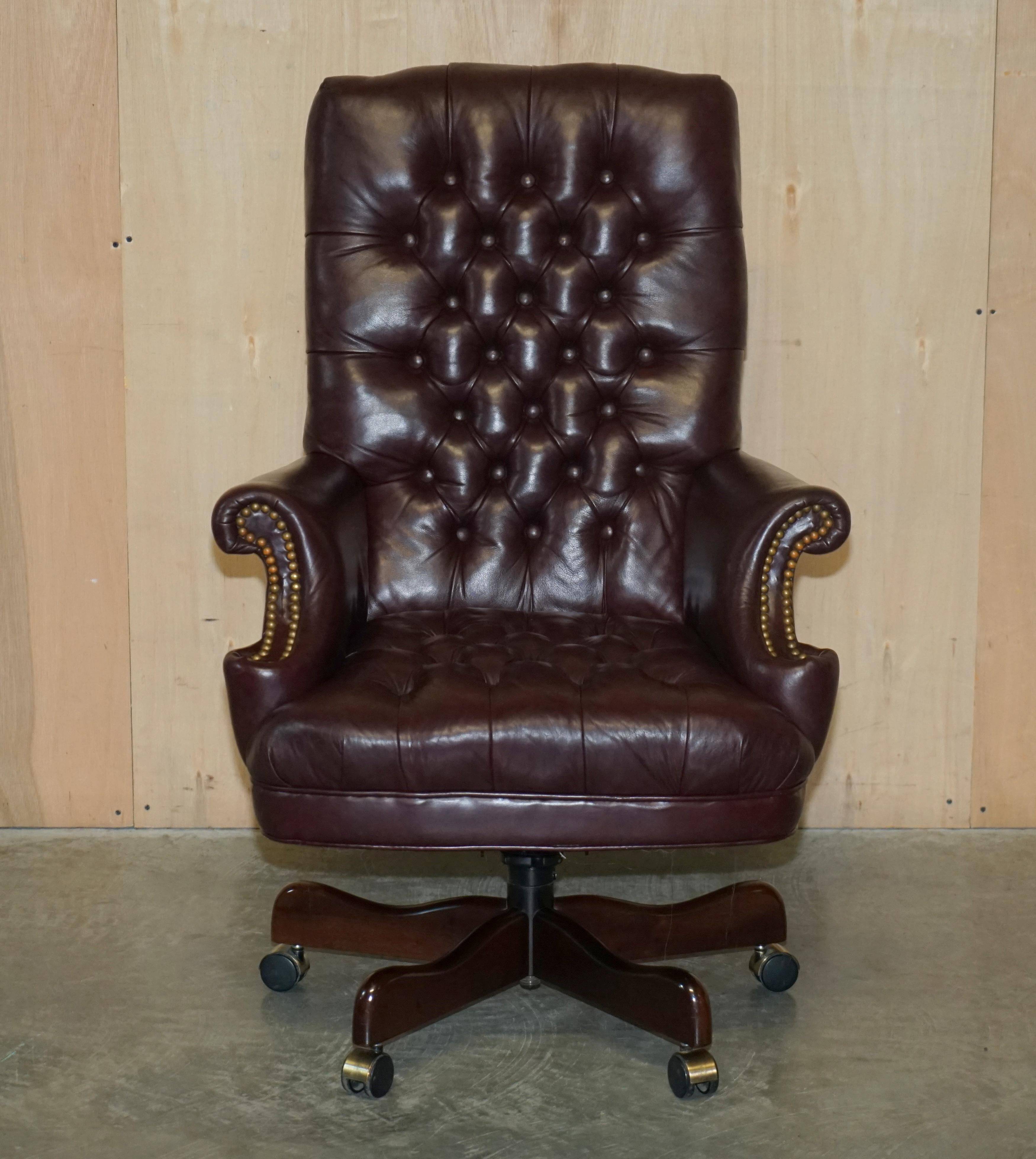 Vintage Chesterfield office chair with high back in Heritage leather.