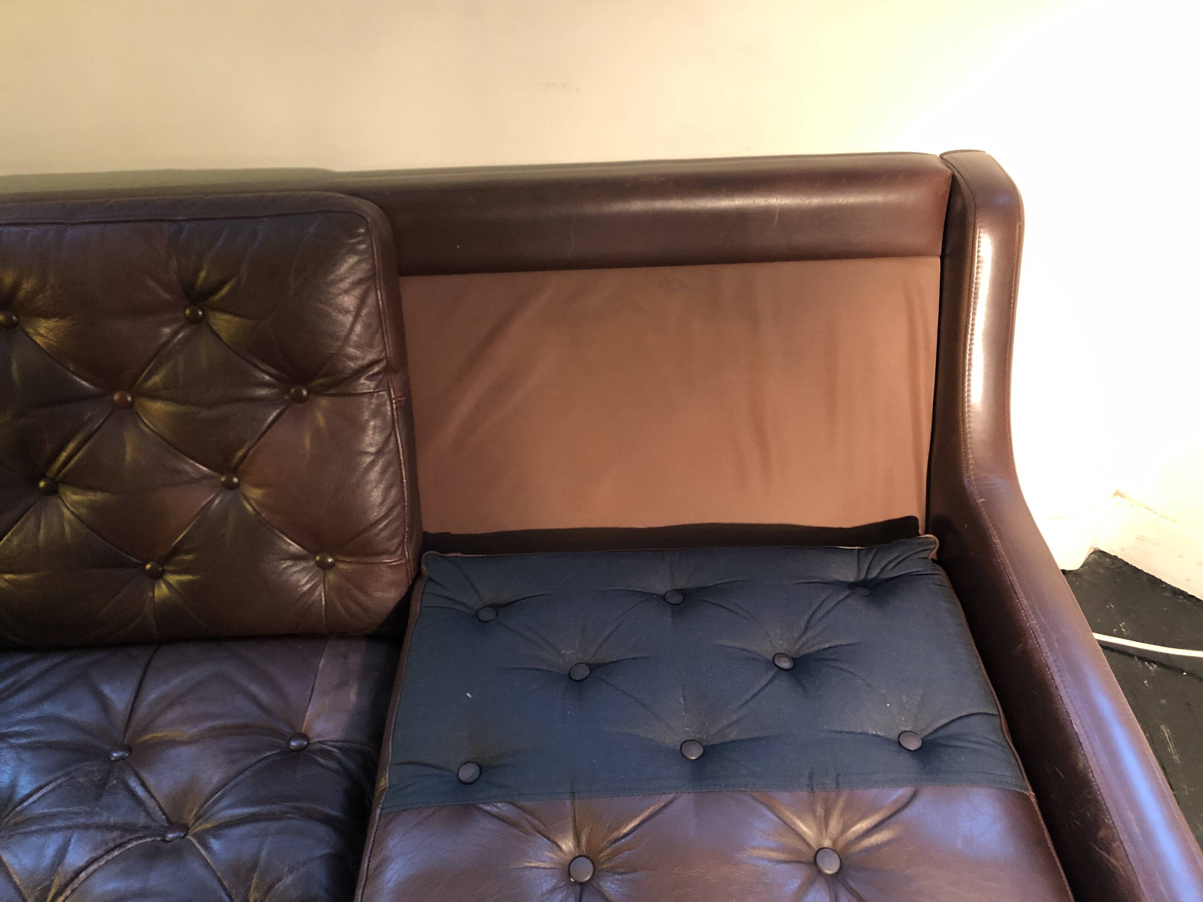 Scandinavian 2-seater leather sofa 1960