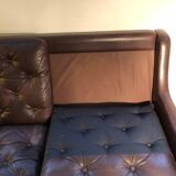 Scandinavian 2-seater leather sofa 1960