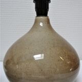 Three vintage ceramic lamps in blue, white and suede