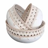 Wooden Bowl with Rattan Details - Set of 3