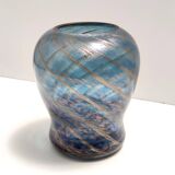 Blue Murano Glass Vase by Fratelli Toso with Bronze Aventurine