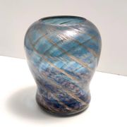 Blue Murano Glass Vase by Fratelli Toso with Bronze Aventurine
