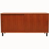 1960s walnut sideboard with sliding doors, 120cm