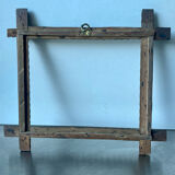 Antique wooden hand carved zigzag pattern frame 28.5 cm x 25 cm