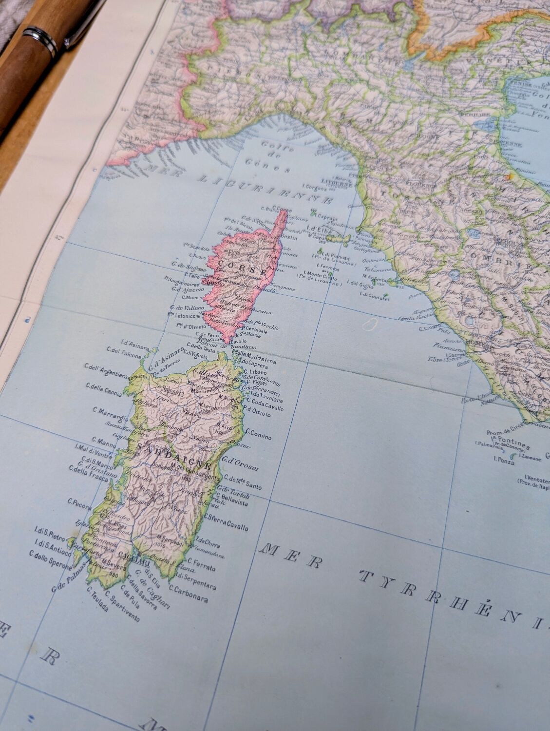 Italy, original map printed in 1907.