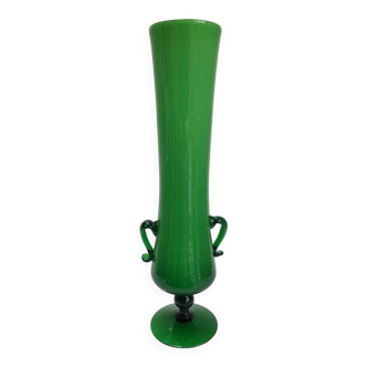 Large green vase in Italian opaline glass
