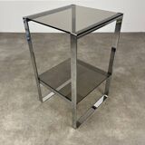 Chrome metal and smoked glass side table, 70s, side table
