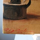 Reproduction of a painting the lady who shows the cards a little girl signed