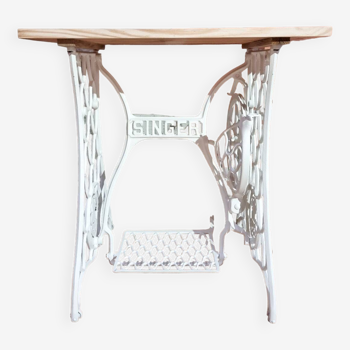 Side table made with an old sewing machine from the French brand Singer