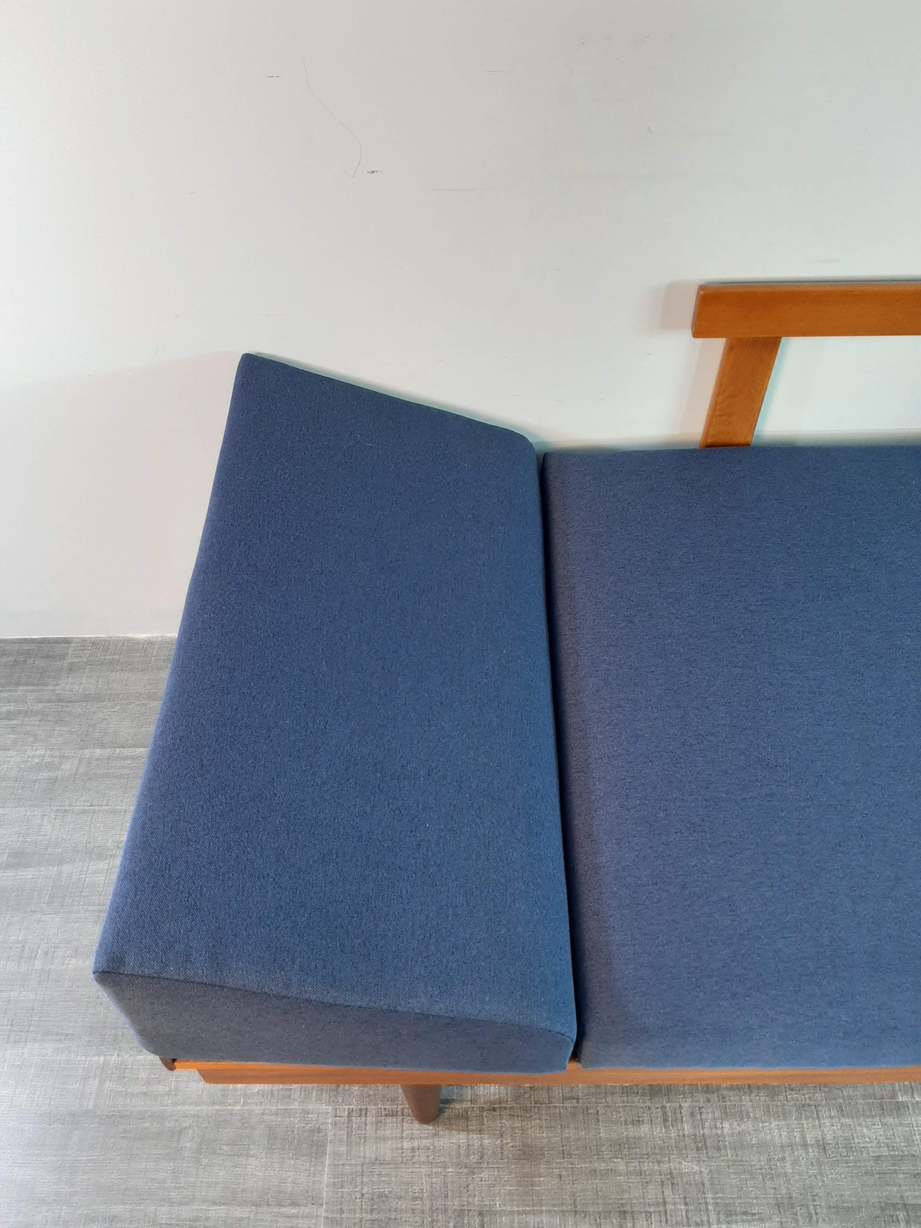 Norwegian daybed sofa teak and fabric by ekornes, 1960s