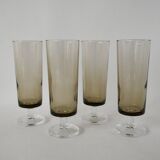 Set of 4 70s smoked glass champagne flutes