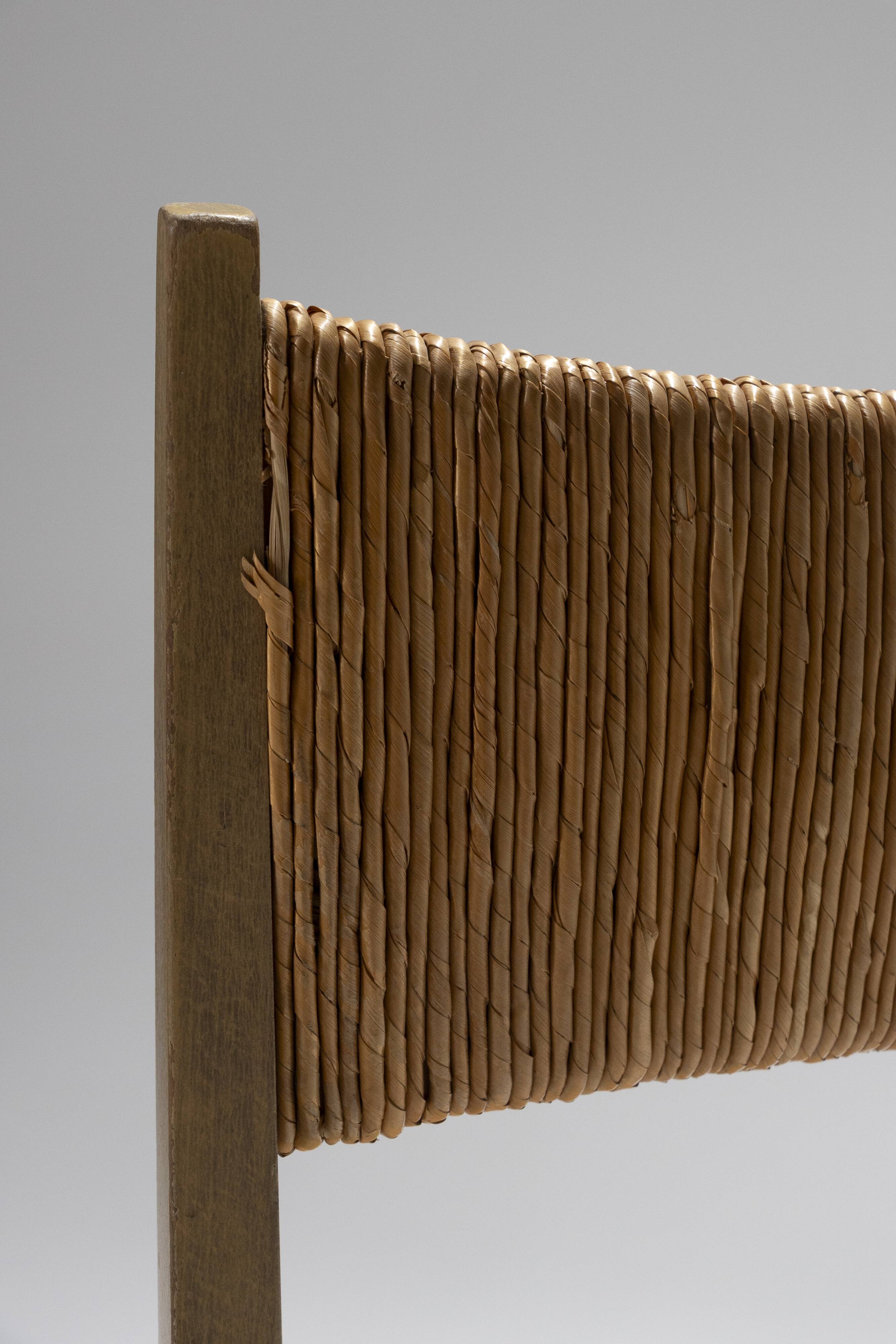 Pair of straw chairs, geneviève pons, 1950s