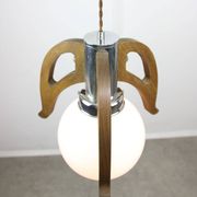 Mid-Century Scandinavian Chrome & Opaline Pendant Lamp, 1960s
