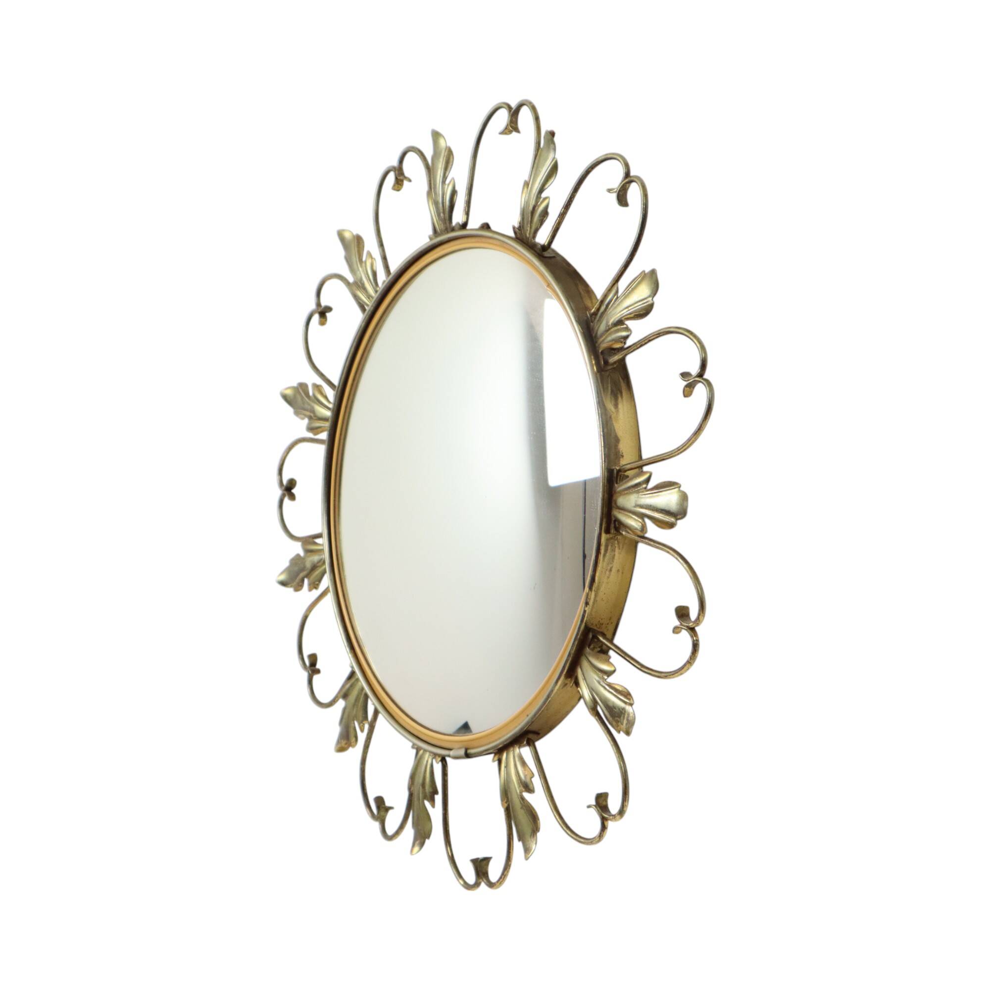 Vintage Fish Eye Convex Mirror Sunburst Witch Mirror Deknudt 46cm