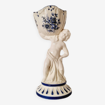 Hand Painted Capodimonte Cherub Sculpture Vase