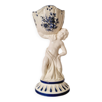 Hand Painted Capodimonte Cherub Sculpture Vase