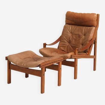 "Hunter Lounge Chair" avec ottoman original par Torbjørn Afdal pour Bruksbo, Norvège 1962
