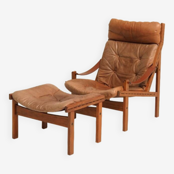 ‘Hunter Lounge Chair’ with Original Ottoman by Torbjørn Afdal for Bruksbo, Norway 1962