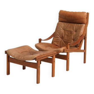 "Hunter Lounge Chair" avec ottoman original par Torbjørn Afdal pour Bruksbo, Norvège 1962