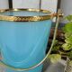 Vintage ice bucket in blue opaline and gold metal