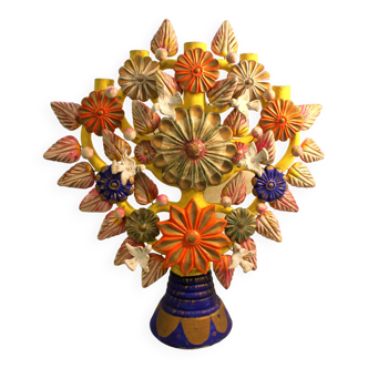 Large Mexican “tree of life” candlestick, mid-20th century.