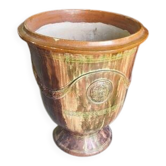 LARGE POT OF GLAZED TERRACOTTA FLOWERS BOISSET ANDUZE 2002