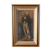 Old peasant with a hat painting