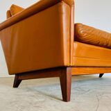 Mid-century vintage Danish 3-person sofa in cognac leather by Nili Stoppmøbler