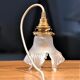 Frosted glass deco stroller, floral art deco walking lamp - beige cord