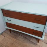 Vintage wood and blue chest of drawers