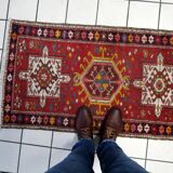 Handmade antique Persian Karajeh rug 2.2' x 4.1' (68cm x 126cm) 1930s - 1C1155
