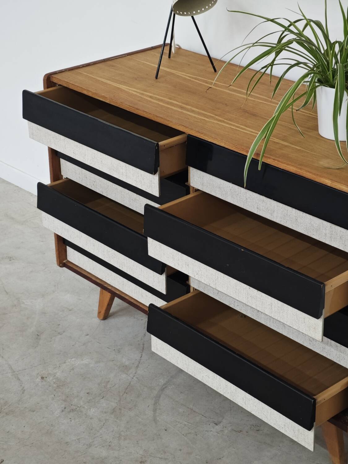 Wooden commode U 453 black and white by Jiri Jiroutek for Intérier Praha