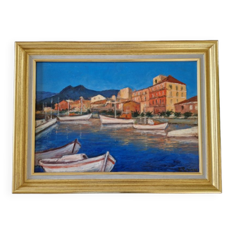 Michel Poulain (born in 1932) - Oil on canvas - "Propriano, Corsica"