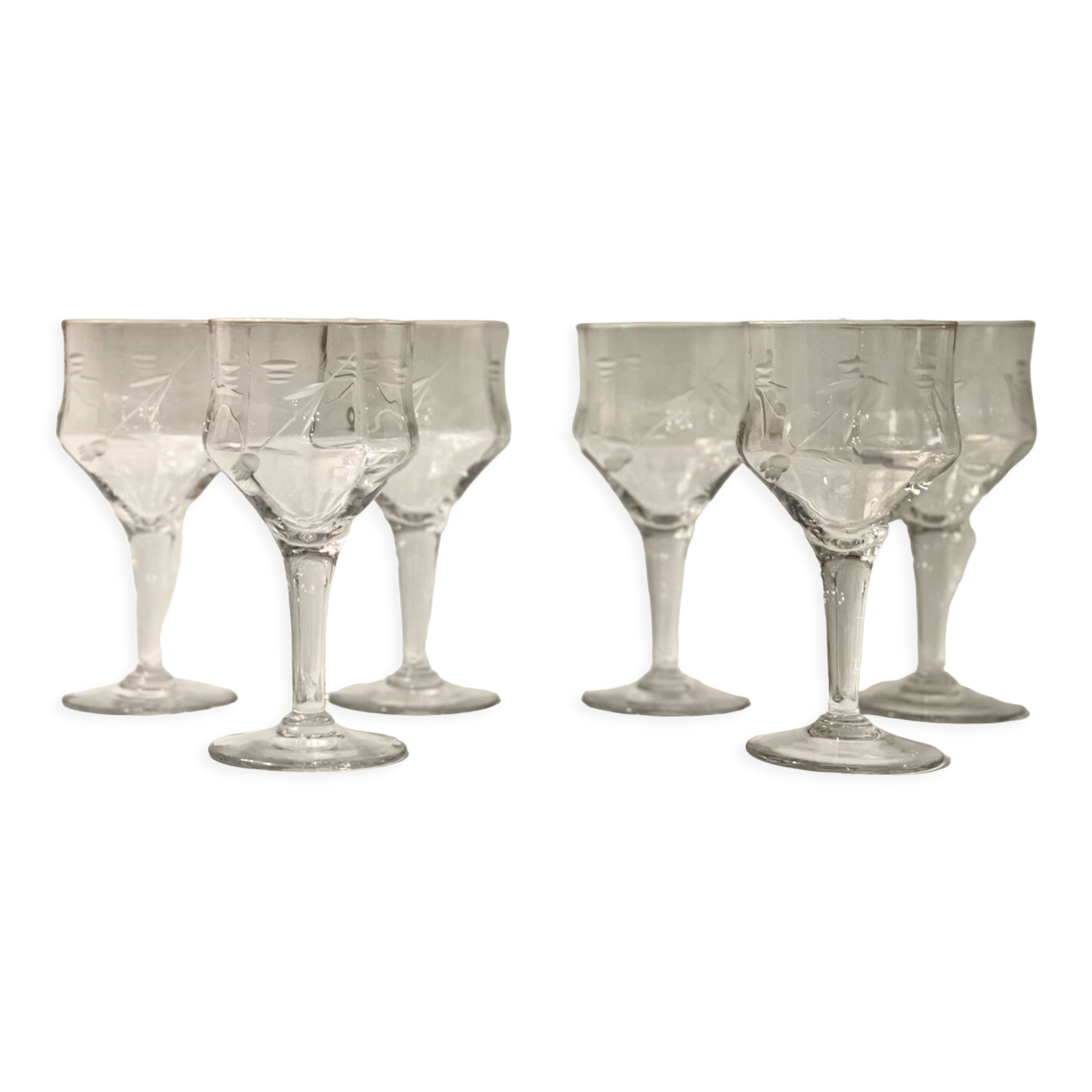 6 antique crystal glasses