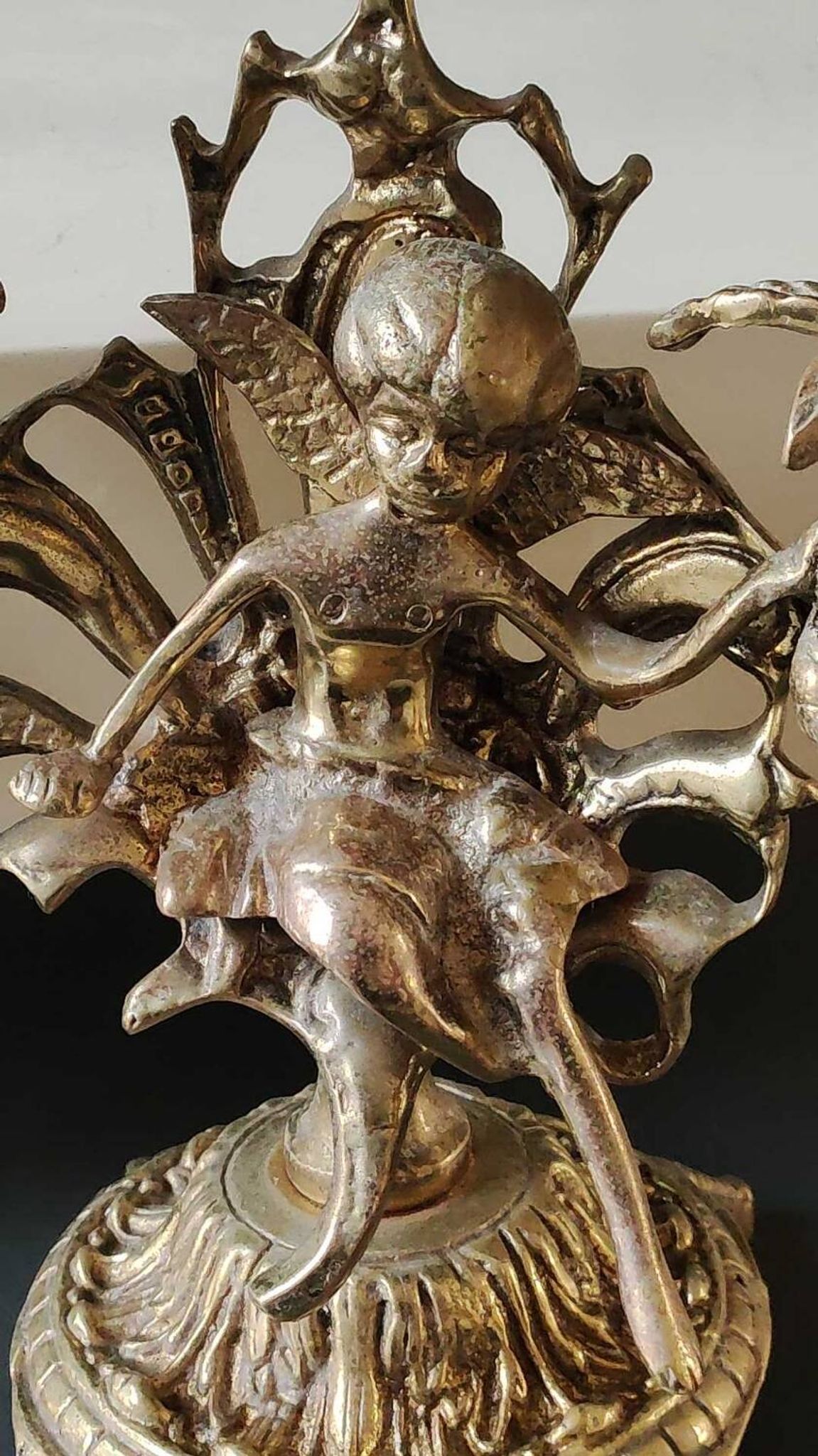 Pair of Antique 3-light candlesticks. Puttis/Cherubs. Bronze