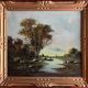 HST painting "Landscape with fishermen" 1898 signed Lion + frame